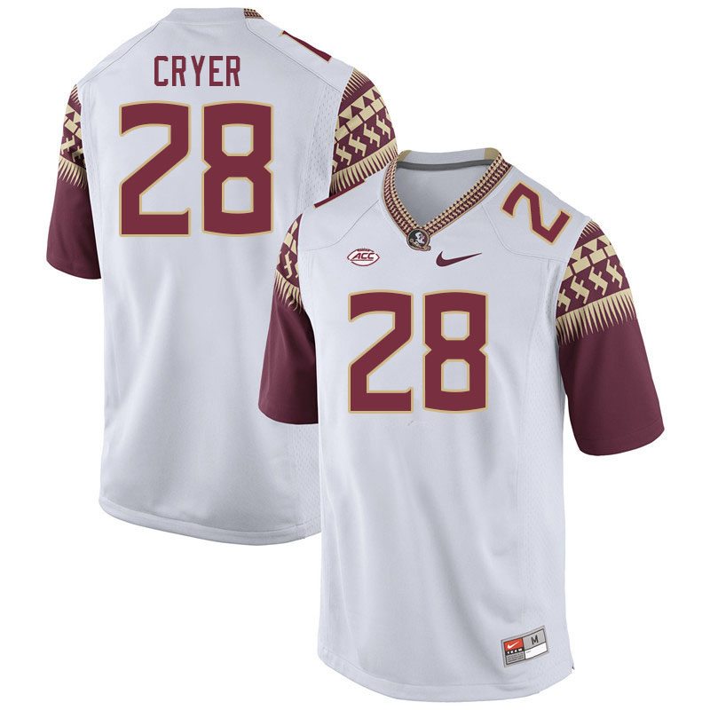 Men #28 Justin Cryer Florida State Seminoles College Football Jerseys Stitched Sale-White